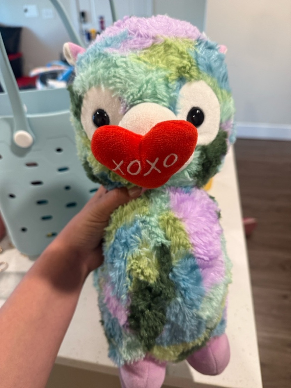 Plush Multicolor Love llama Stuffed Animal with Red Heart